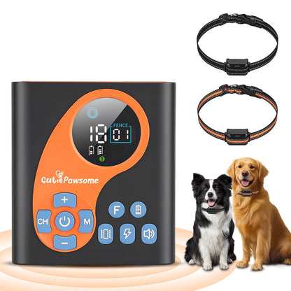 2 In 1 Wireless Dog Fence System With Training Collar Invisible Dog Fence IP68 Waterproof With 722FT Adjustable Range Beep Vibration Static Shock