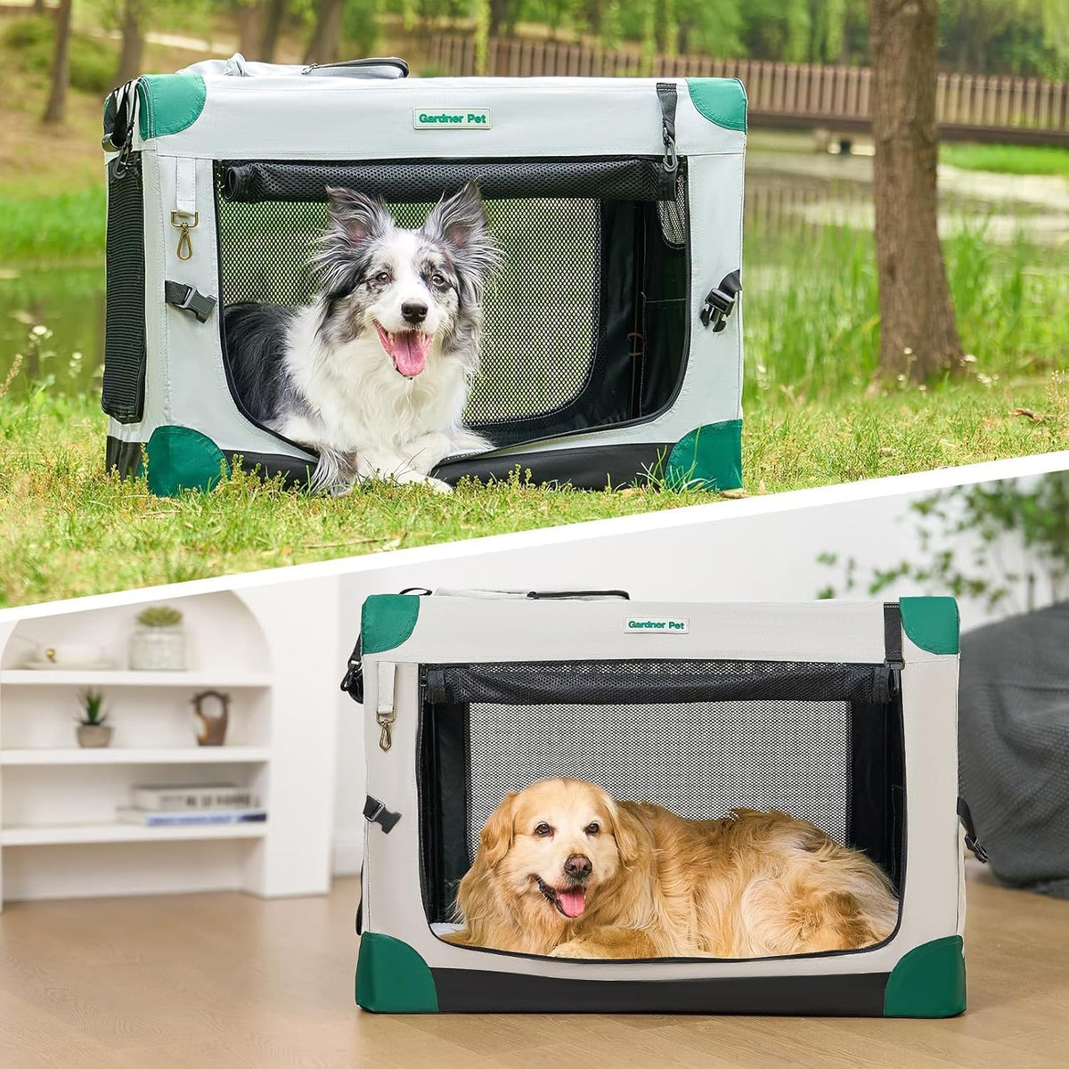 Gardner Pet Foldable Dog Crate, Grey, 66 X 48 X 48 Cm, Cats And Dogs Up To 15 Kg