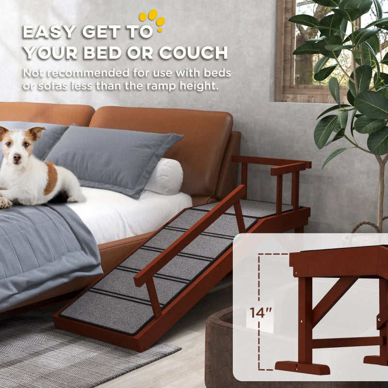 PawHut Wooden Dog Ramp With Removable Guardrails, Non-Slip Surface,