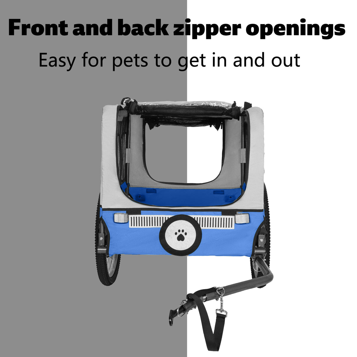 Large Folding Bike Trailer for Dogs - 20×2 1/8 Inches Wheels, Heavy-Duty Steel Frame, Spacious Design, All-Terrain Cycling, Jogging & Camping Adventure, Blue