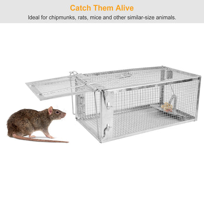 Humane Live Animal Trap, Galvanized Steel Mouse Cage Trap With Sensitive Gravity Pedal, Escape-Proof Design, Reusable Rodent Catcher For Home Yard Garage Restaurant