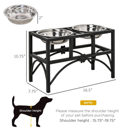 Double Stainless Steel Heavy Duty Dog Food Bowl Elevated Pet Feeding Station