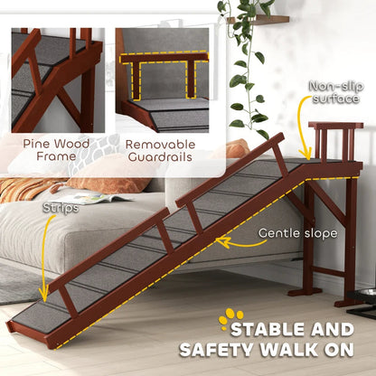 PawHut Wooden Dog Ramp With Removable Guardrails, Non-Slip Surface,