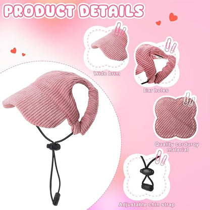 2 Set Medium Dog Baseball Hat with Ear Holes and Pet Sunglasses for Beach, Dog Baseball Cap Puppy Sun Hats for Medium Dogs (Pink, Blue)