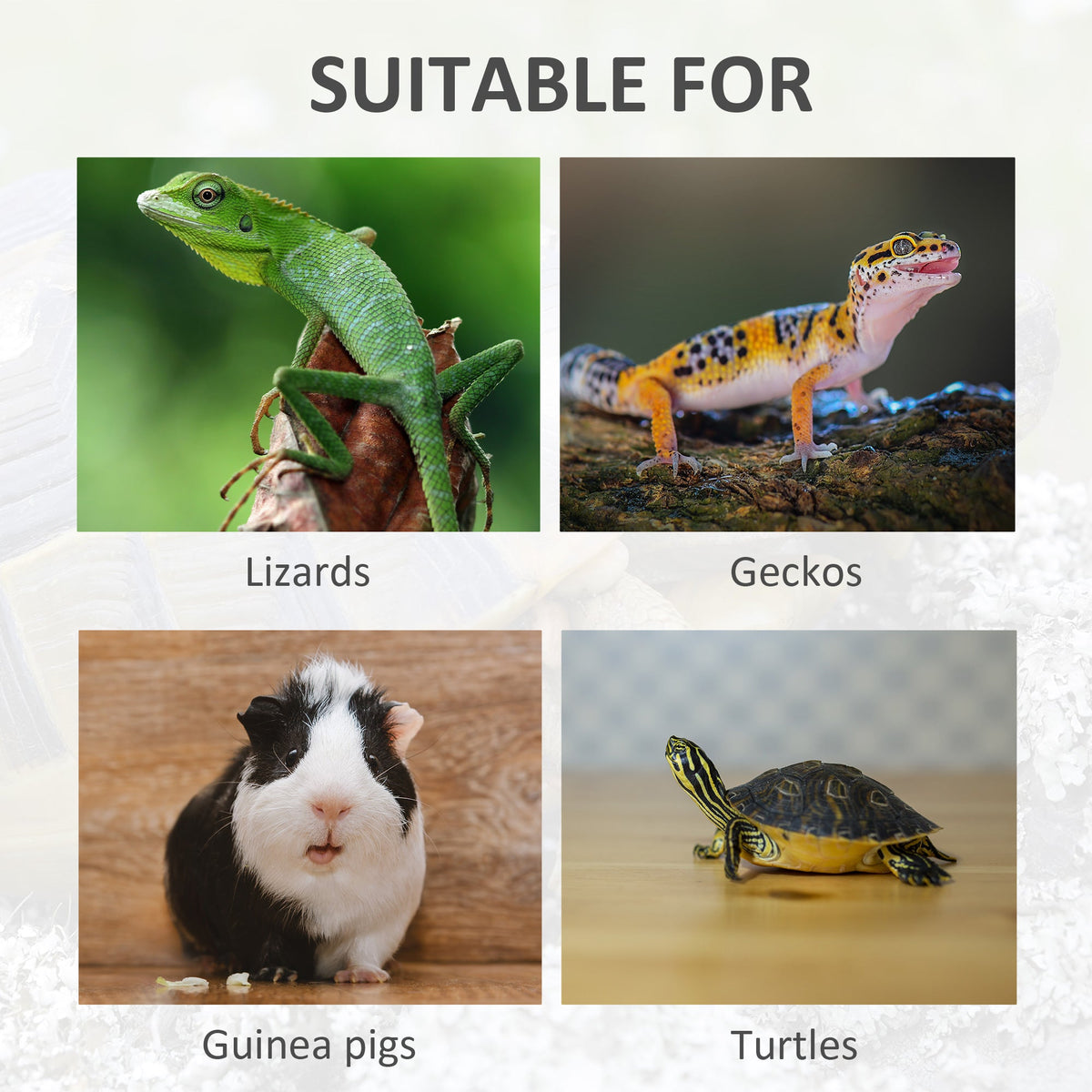 Wooden Reptile Cage with 3 Windows Slide-out Tray for Turtles, Lizards, Snakes