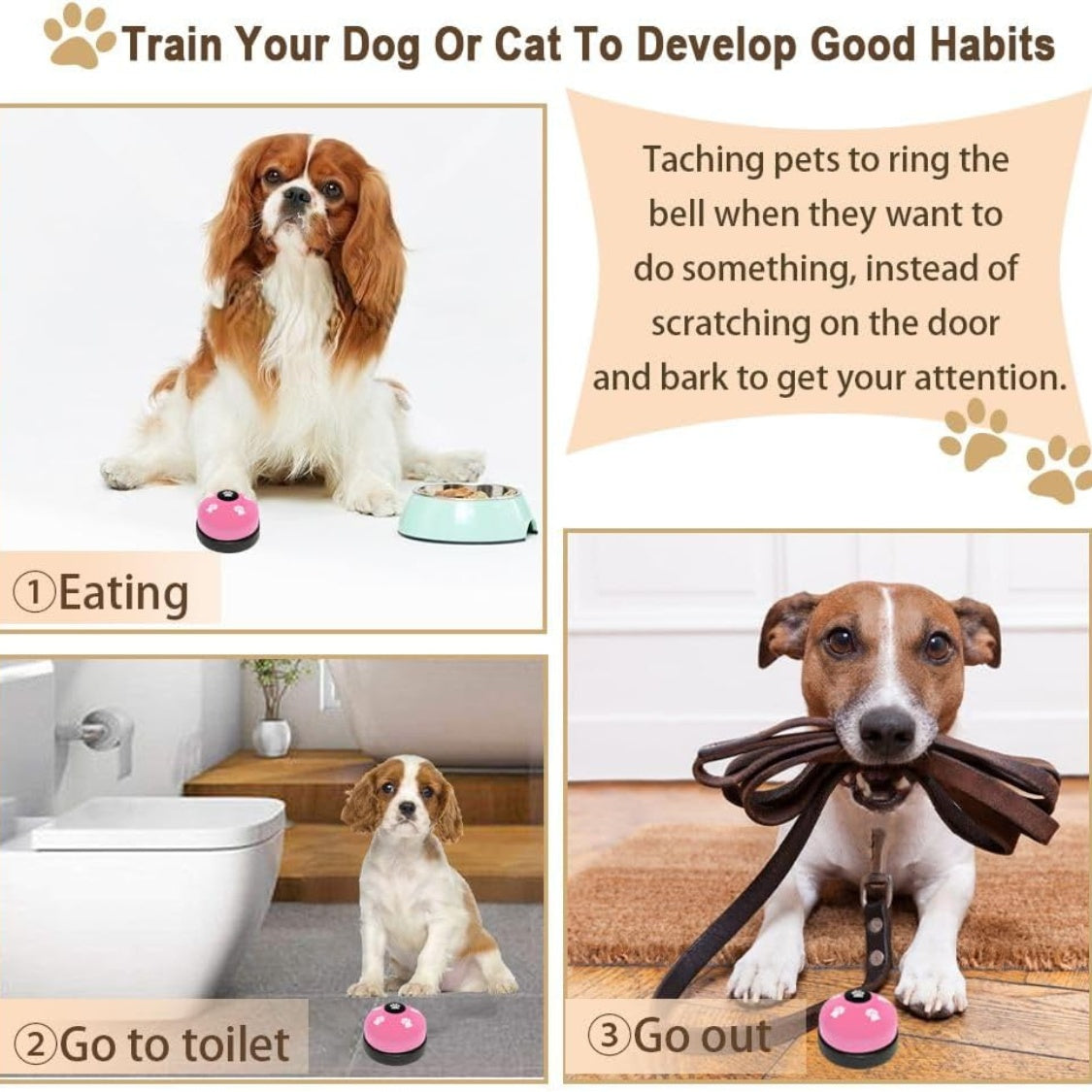 2 Pack Dog Door Bells Dog Doorbell To Go Outside Puppy Train Bell For Dogs To Ring