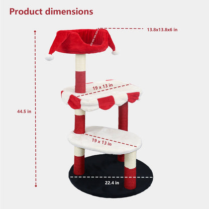 Cat Tree with Cozy Perch & Scratching Posts - Red & White Design Multi-Level Cat Furniture for Kittens/Cats to Climb, Rest & Play