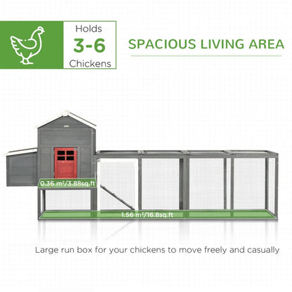 Extra Large Chicken Coop With Asphalt Roof, Wooden Hen Run With Slide-Out Tray And Nesting Box, Chicken Hutch For 3-6 Chickens, GrayMultiple Packages