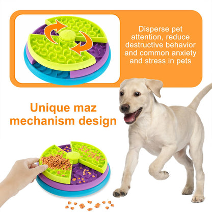 Pet Slow Food Bowl Anti Choking Cat Bowl,3in1 Interactive Dog Feeder Puzzle, Lick Mat & Slow Feeder BowlMental Stimulation Toy For Medium & Large Dogs