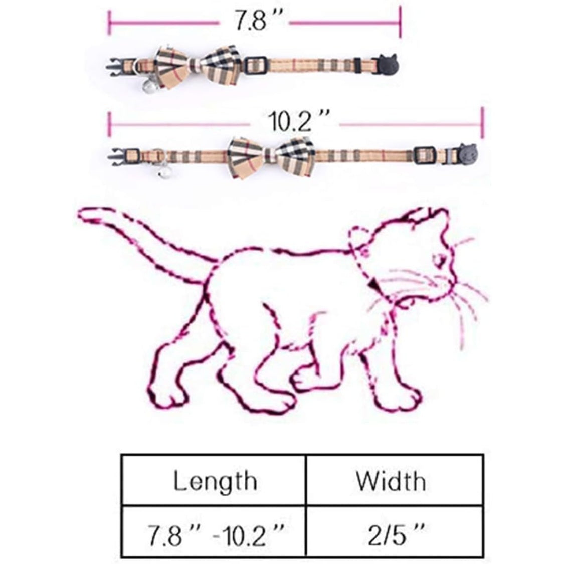 Cat Collars Breakaway With Cute Bow Bell 2 Pack Kitten Collar Plaid Cat Collar With Removable Bowtie Cat Collar For Cats Kittens
