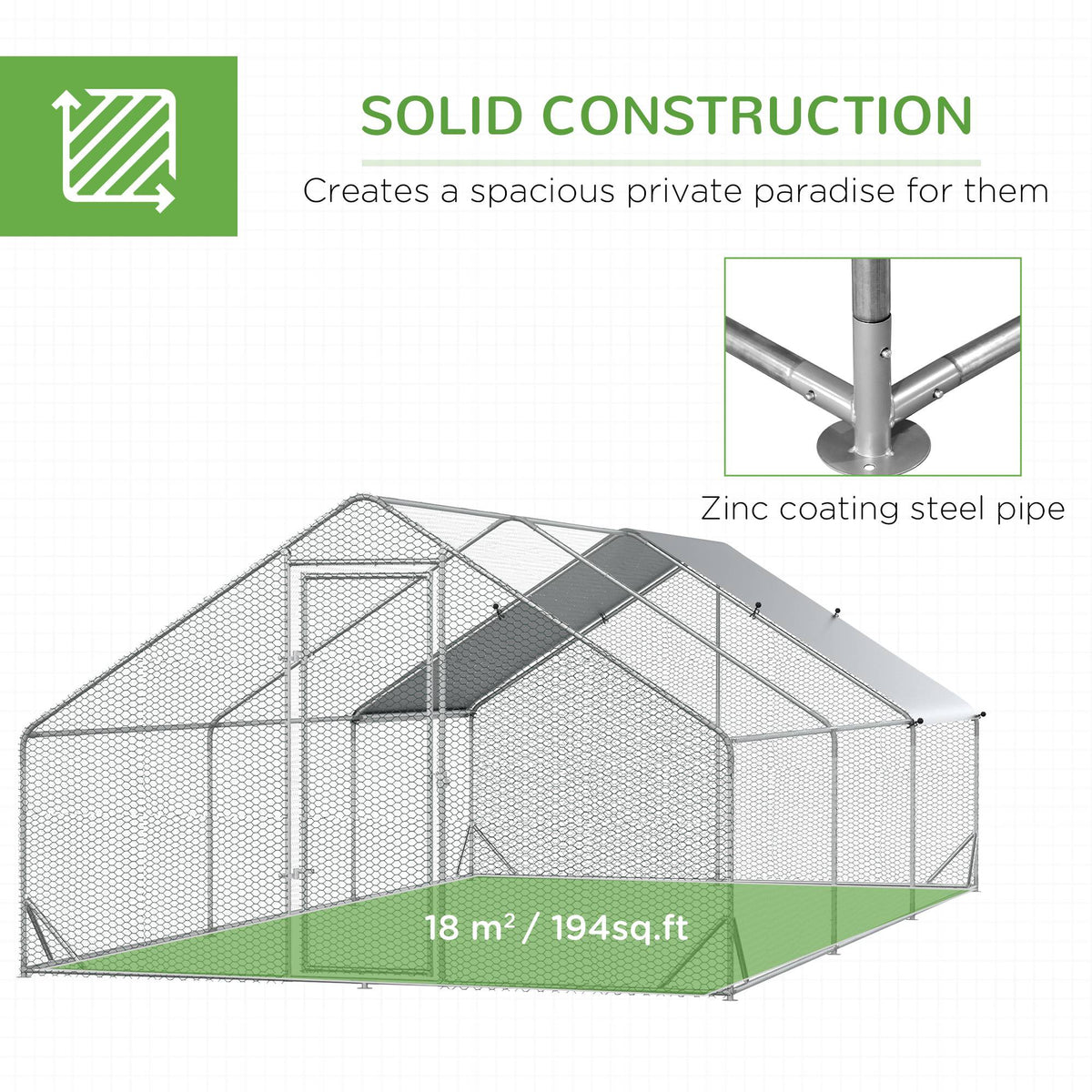 10 x 20 x 6.5 Chicken Coop Cage, Outdoor Hen House w/Cover & Lockable Door