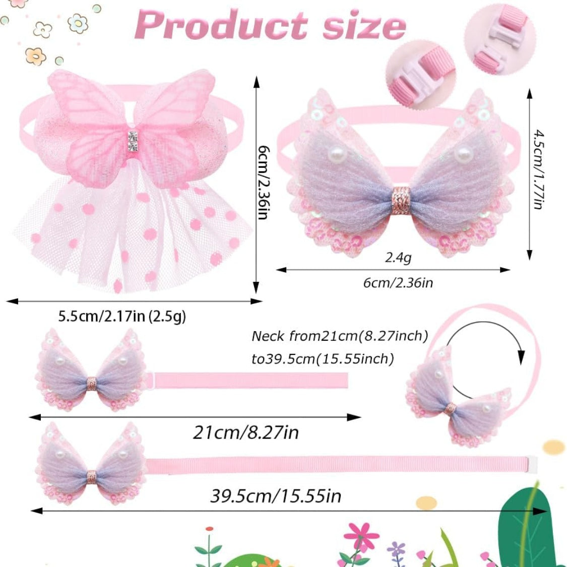 20Pcs Cute Dog Collar Grooming Accessory For Small Breed Puppies Cats