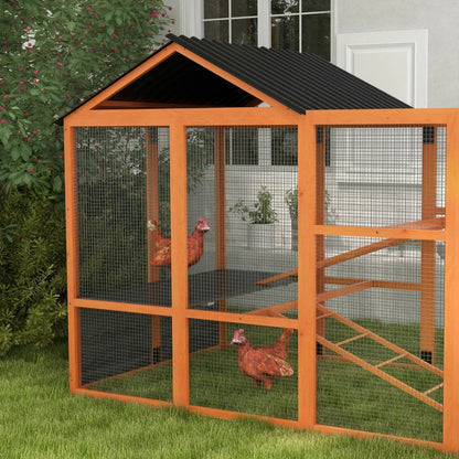 Wooden Chicken Coop Run For 6 -10 Chickens, Hen House Add-On With Storage, Perches,Multiple Packages