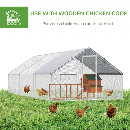 10 x 20 x 6.5 Chicken Coop Cage, Outdoor Hen House w/Cover & Lockable Door