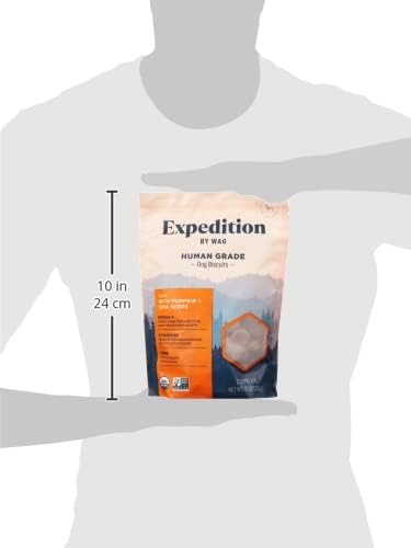Amazon Brand - Wag Expedition Human Grade Organic Biscuits Dog Treats, Non-GMO, Pumpkin & Chia Seed, 10 oz, Pack of 1