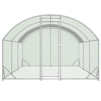 Large Chicken Coop Metal Chicken Run With Waterproof And Anti-UV Cover, Dome Shaped Walk-in Fence Cage Hen House For Outdoor And Yard Farm Use, 1 Tube Diameter, 9.84 X 19.68 X 6.56