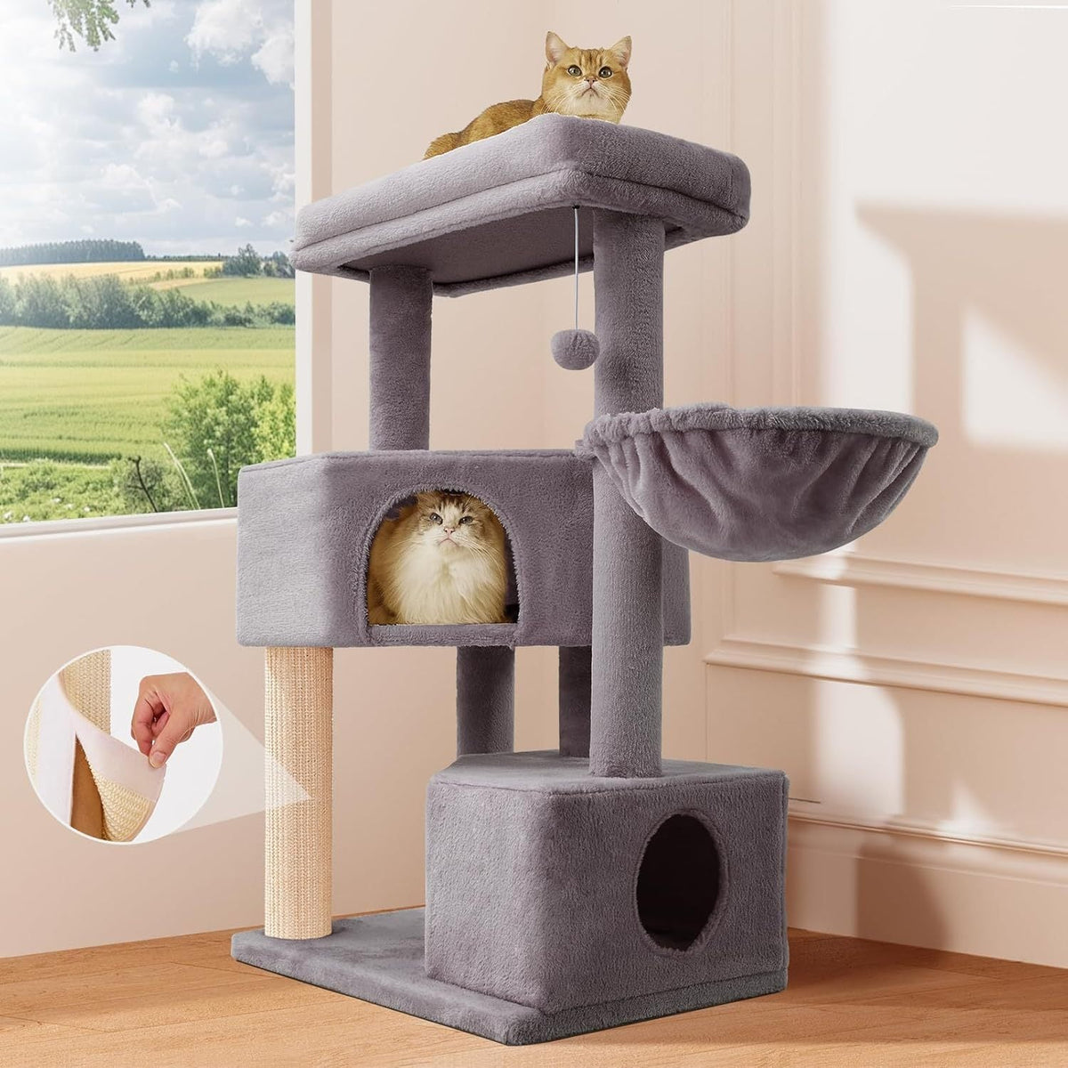 Gardner Pets Large Cat Tree For Medium To Large Cats, Heavy-Duty Cat Tower With Scratch Post And Washable Top Perch. Self-pickup Orders Supported Via FedEx, Amazon Ship, And UPS.