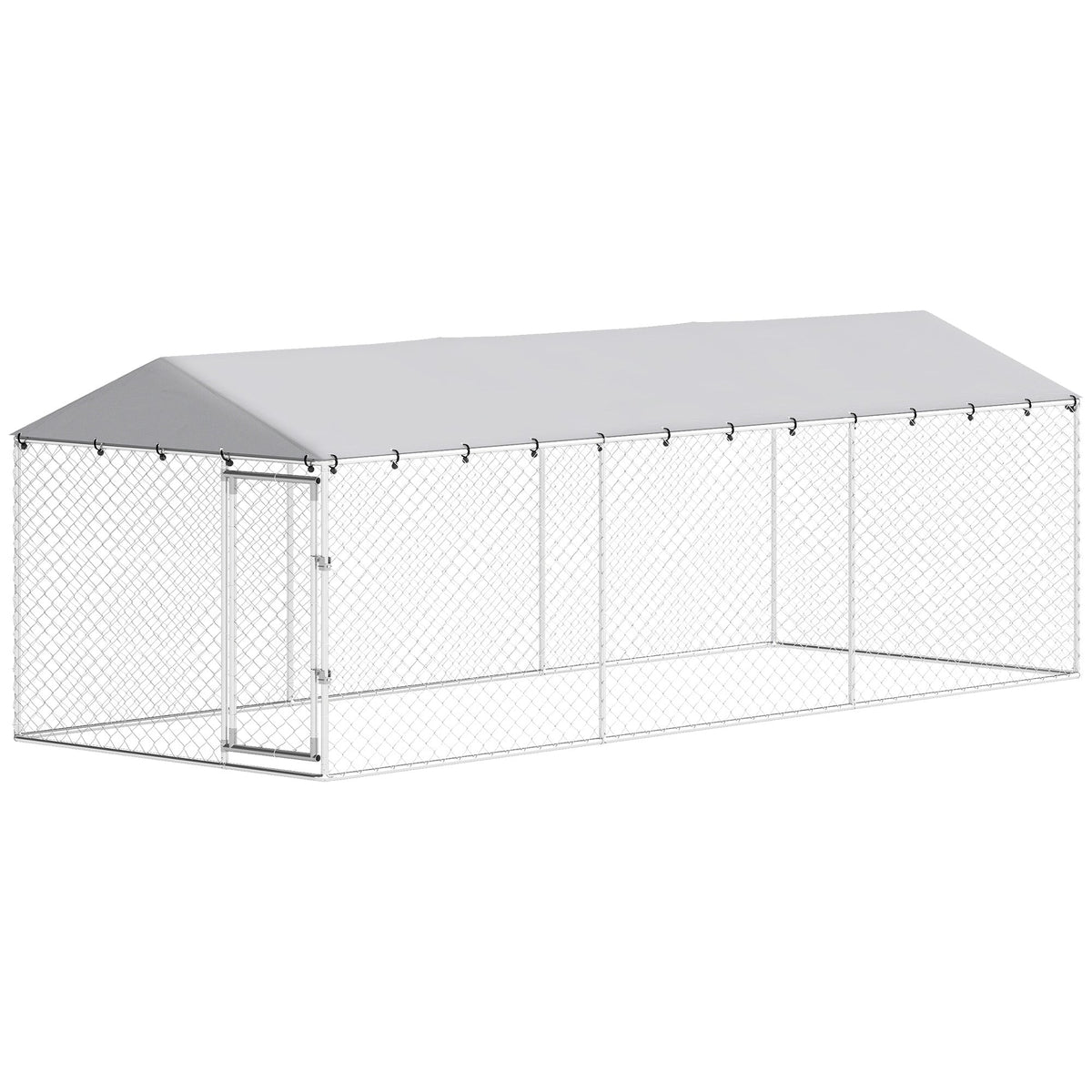 20 x 7.5 x 6.5 Dog Kennel Outdoor for Small Medium Large Dogs with Waterproof Roof, Silver