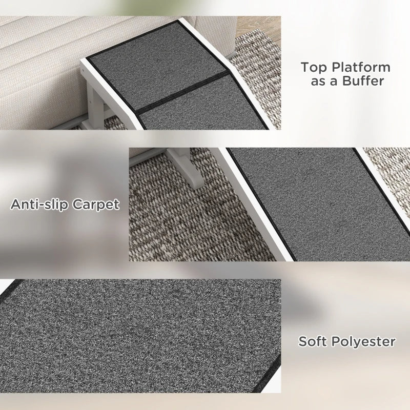 PawHut  Pet Ramp For Dogs & Cats With Non-Slip Carpet, White