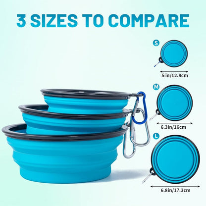 Collapsible Bowl With Cover Lids,2 Pack Dog Travel Bowls Portable Foldable Cat Water Dish Bowl For Pets Walking Parking Camping