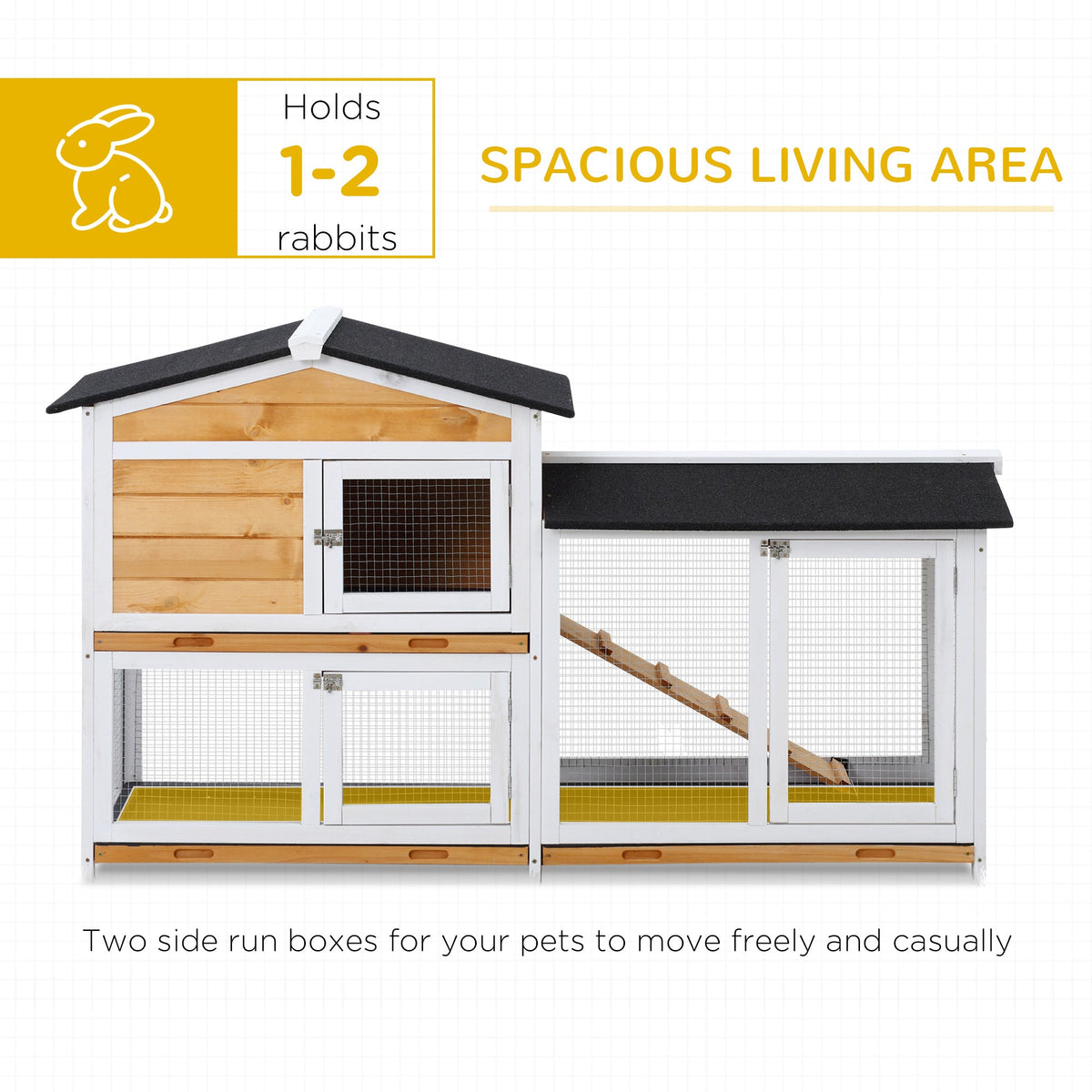 2 Storey Rabbit Hut Wooden Bunny Hut Small Animal House With Ramp