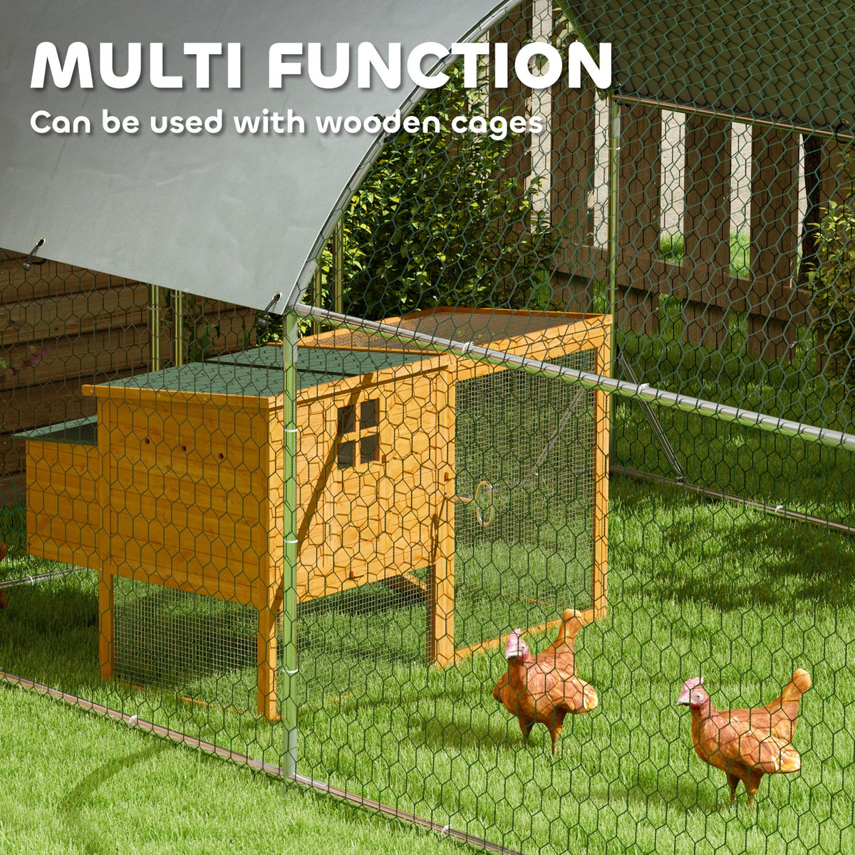 Large Metal Chicken Coop with Waterproof and Anti-UV Cover for Yard, Outdoor, Duck, Rabbit, 9.2 x 31.2 x 6.5