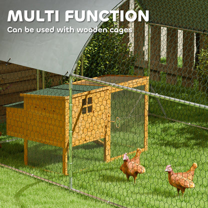 Large Metal Chicken Coop with Waterproof and Anti-UV Cover for Yard, Outdoor, Duck, Rabbit, 9.2 x 31.2 x 6.5