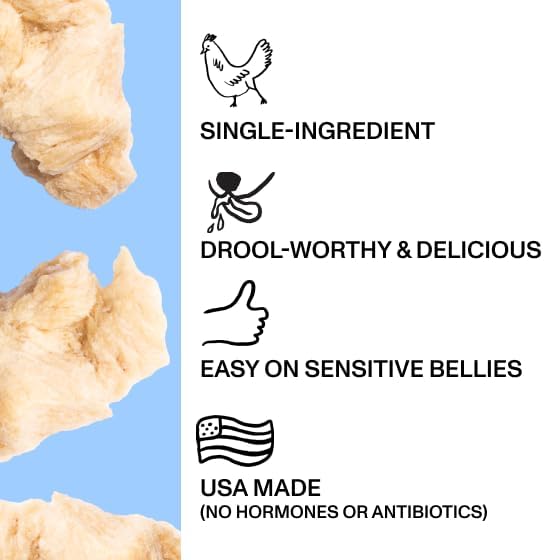 Spot & Tango Chicken Bites Dog Treats - Single Ingredient, 100% Chicken Breast - Freeze-Dried Treats - Grain & Gluten-Free - USA-Made - for Small, Medium, and Large Dogs
