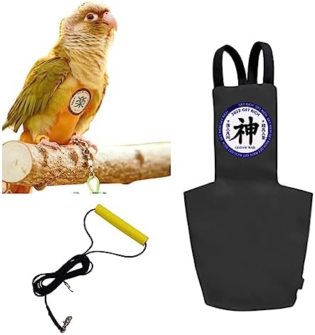MANON ROSA Bird Diapers Leash Set Washable Reusable Handmade Flight Suit Waterproof Inner Layer - Protective Parrot Nappy Clothes Parakeets Macaws Budgies Canaries (Black1,Green-cheeked Conures)