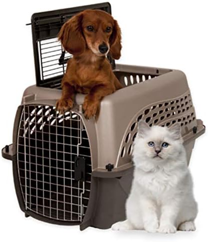 Petmate Dog Crates for Small Dogs & Cat Carriers, Two-Door Plastic Pet Kennel, Top & Front Loading, Made in USA, 24" For Pets Up To 15 lb, Pearl Tan