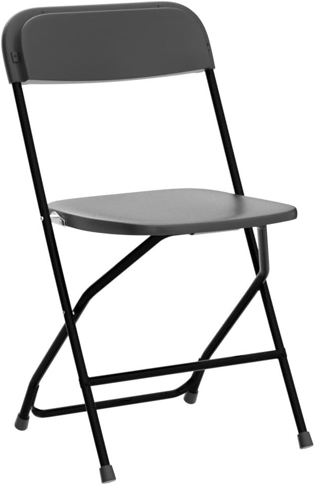 Allpop 10 Pack Plastic Folding Chair, 300lb Capacity, Portable Commercial Chair with Steel Frame for Home Office Wedding Party Indoor Outdoor Events, Stackable, Black