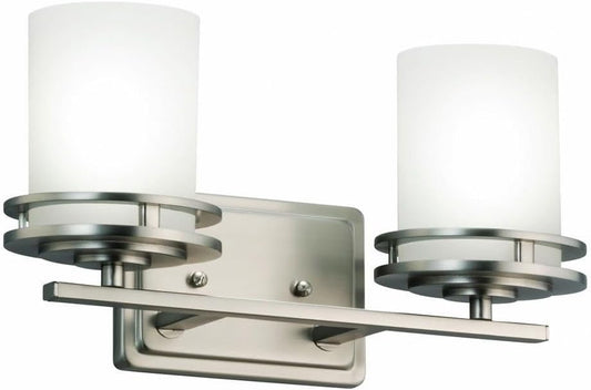 Kichler Hendrik 14.5" 2 Light Vanity Light with Satin Etched Cased Opal Glass Brushed Nickel