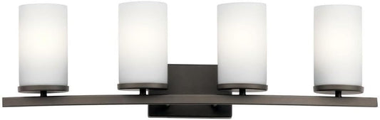 Kichler Crosby 31" 4 Light Vanity Light Satin Etched Cased Opal Olde Bronze®