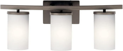 KICHLER Crosby 23" 3 Light Vanity Light Satin Etched Cased Opal Olde Bronze®,White