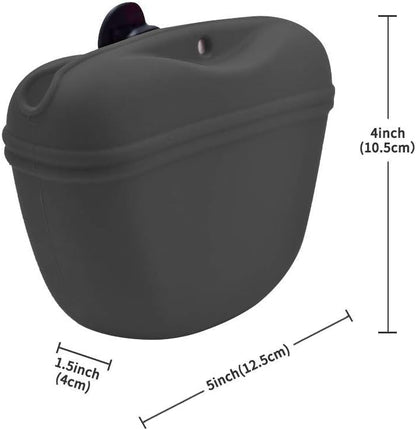 AUDWUD Silicone Dog Treat Pouch,with Dog Training Clicker,Clip on Portable Training Container,Convenient Magnetic Buckle Closing and Waist Clip