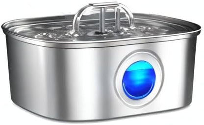 Cat Water Fountain Stainless Steel: 108oz/3.2L Automatic Pet Water Fountain Dog Water Dispenser with Water Level Window - for Cats Inside