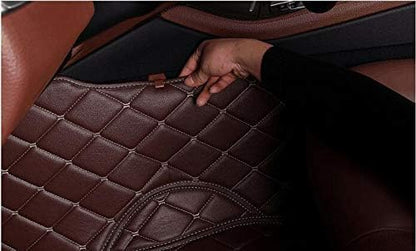 Custom Text + Image Car Mats, One-of-a-Kind Personalized Leather Floor Liners, All-Weather Full Set for Sedan SUV Truck Van(Red)