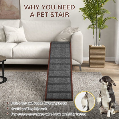 PawHut Dog Ramp For Bed, Pet Ramp For Dogs With Non-Slip Carpet And Top Platform, 74 X 16 X 25, Brown