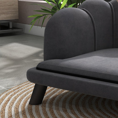 Pearl Design Pet Sofa for Medium and Large Sized Dogs, Pet Bed with Cushion and Solid Wood Legs, Charcoal Gray