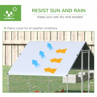 Large Chicken Coop Metal Chicken Run with Waterproof and Anti-UV Cover, Spire Shaped Walk in Fence Cage Hen House for Outdoor and Yard Farm Use, 1" Tube Diameter, 9.8 x 6.6 x 6.6