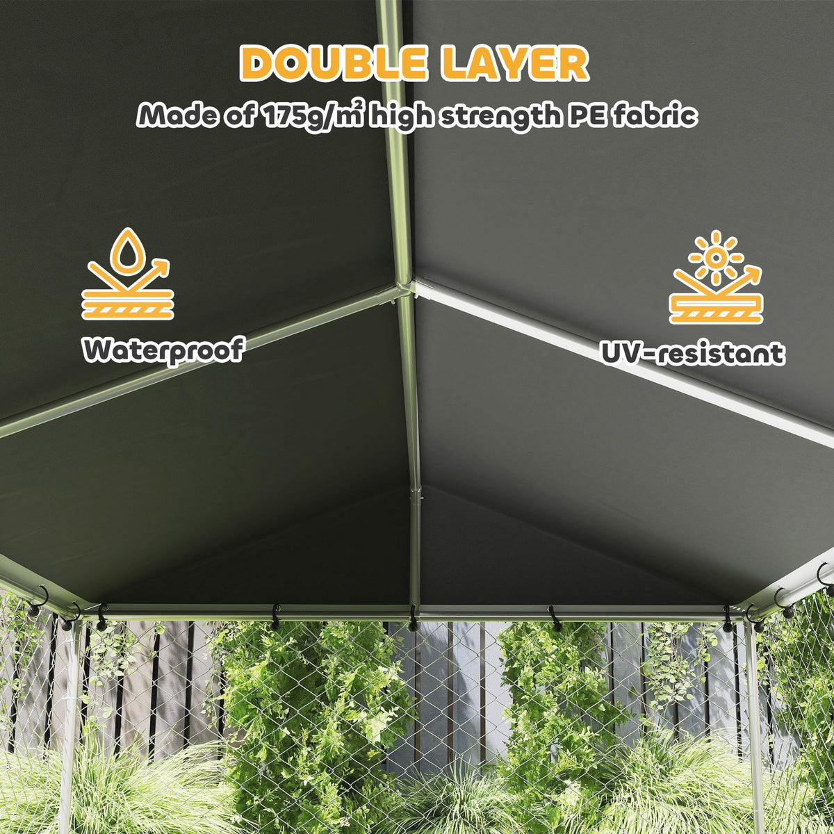 Dog Kennel Outdoor Dog Run Waterproof UV-Resist Cover Lockable Door Adjustable Bowls 20 x 7.5 x 6.5ft
