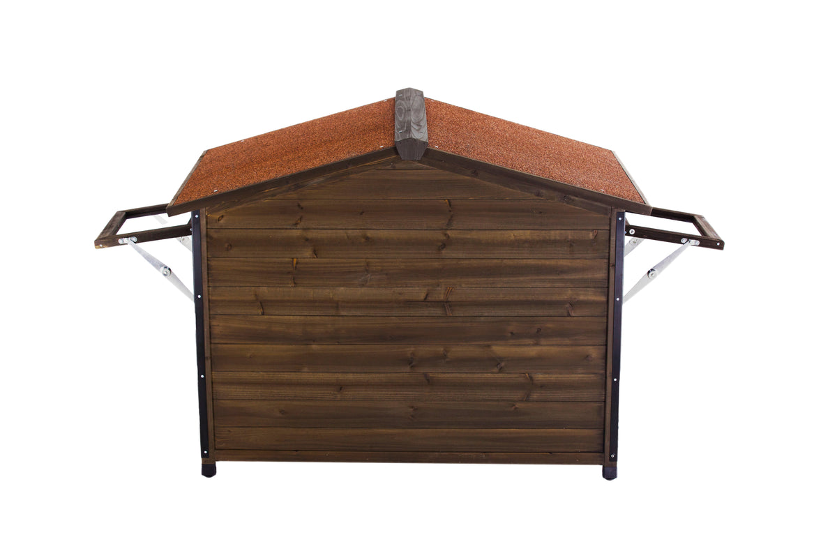Unique All-Around Iron Frame,Outdoor Large Wooden Cabin House Style Wooden Dog Kennel