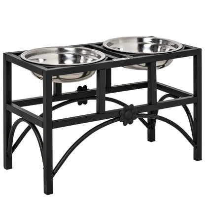 Double Stainless Steel Heavy Duty Dog Food Bowl Elevated Pet Feeding Station