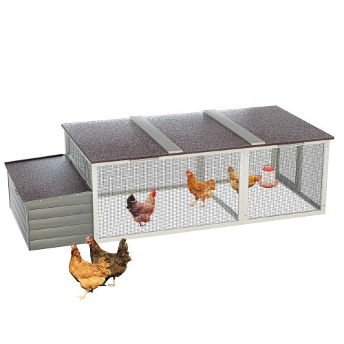 20.93ft  Large Wooden Chicken Coop Outdoor Hen House With Nesting Box  Weatherproof Asphalt Roof Walk In Poultry Cage With Secure Locks Metal Mesh Run For  Farm Use