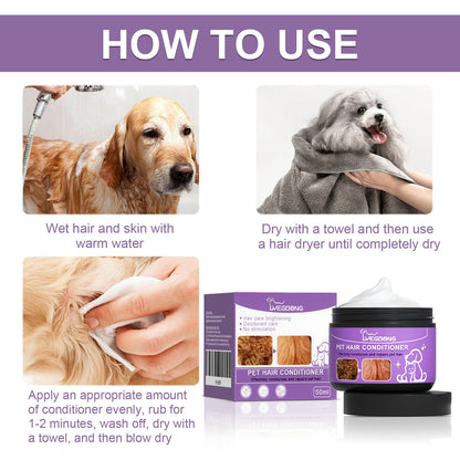 Pet Hair Conditioner For Dogs Cats, Moisturizing Detangling Pet Coat Conditioner, Anti Static, Softens & Brightens Fur, Long Lasting Fragrance, 50ml
