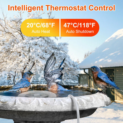 70W Bird Bath Heater For Outdoors Winter Heated Bird Bath Deicer Waterproof Aluminum Alloy Water Heater With Thermostat Auto Shutdown For Yard Patio Farm