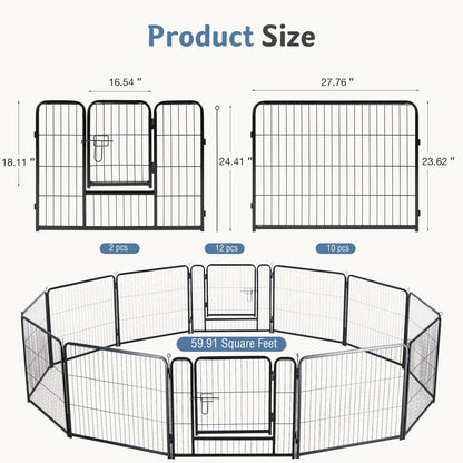 Metal Material, Foldable Pet Fence With A Door, Suitable For Small, Medium And Large-sized Dogs Outdoors