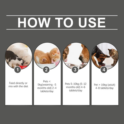 Pet Probiotic Chewable Tablets For Dogs & Cats Digestive Health Support, Immune Booster With Vitamin B2 & Yeast Selenium, 80 Tablets
