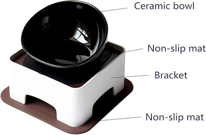 Bulldog Bowl Anti-Slip Dog Cat Dish Detachable Rubber Dog Bowl Pet Sterile Tilted Pet Feeder Slope Base
