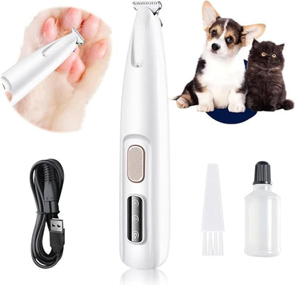 Dog Paw Trimmer,Furry Basics Pet Hair Trimmer,Saffory Dog Paw Trimmer with LED Light,Low Noise USB Rechargeable,Waterproof Pet Hair Shaver for Dogs and Cats